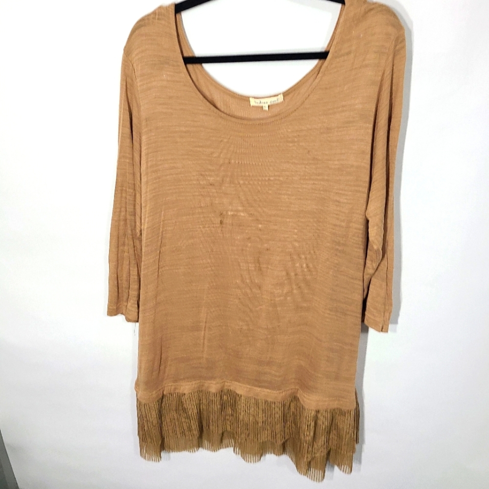 Indigo Soul Women's Size XL Boho Style Tan Tunic Top